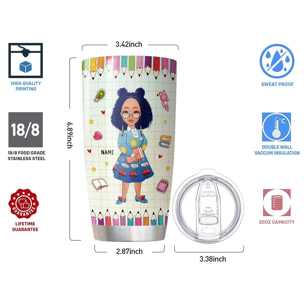 It takes a Big Heart to help shape Little Minds, Personalized Tumbler for you & your beloved Teacher, Name & Character Can Be Changed, TRNA