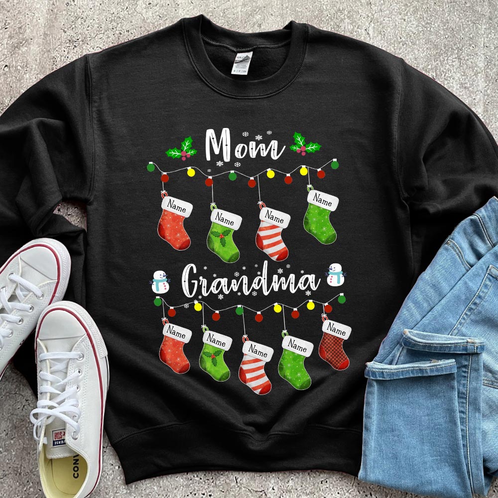 Mom To Grandma Christmas Socks Personalized Shirt For Grandma