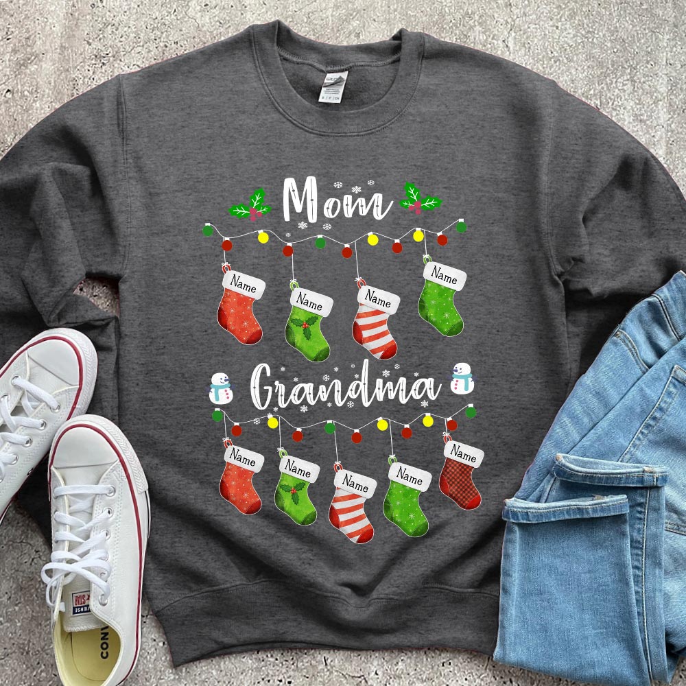 Mom To Grandma Christmas Socks Personalized Shirt For Grandma
