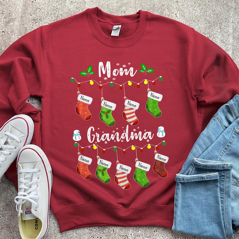 Mom To Grandma Christmas Socks Personalized Shirt For Grandma