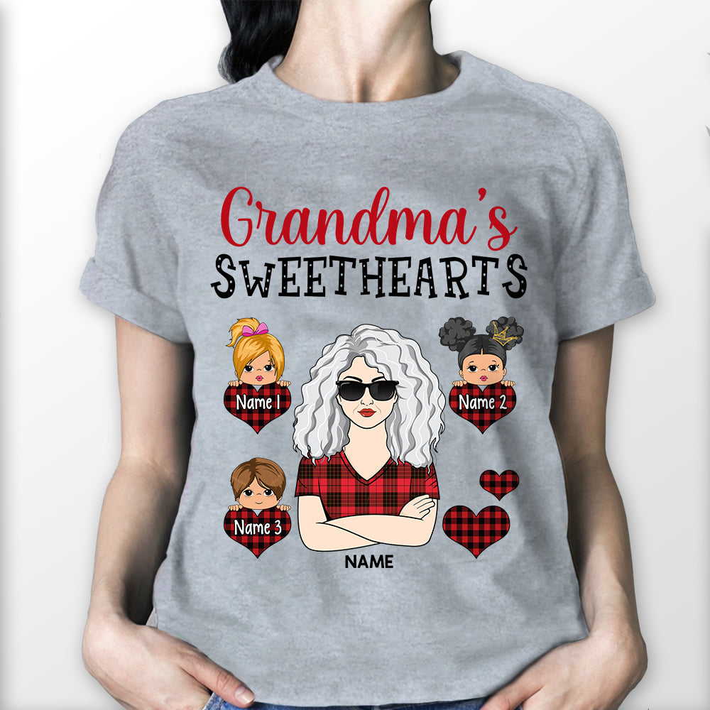 Nana's Sweethearts Plaid Buffalo Heart Shirt For Grandma