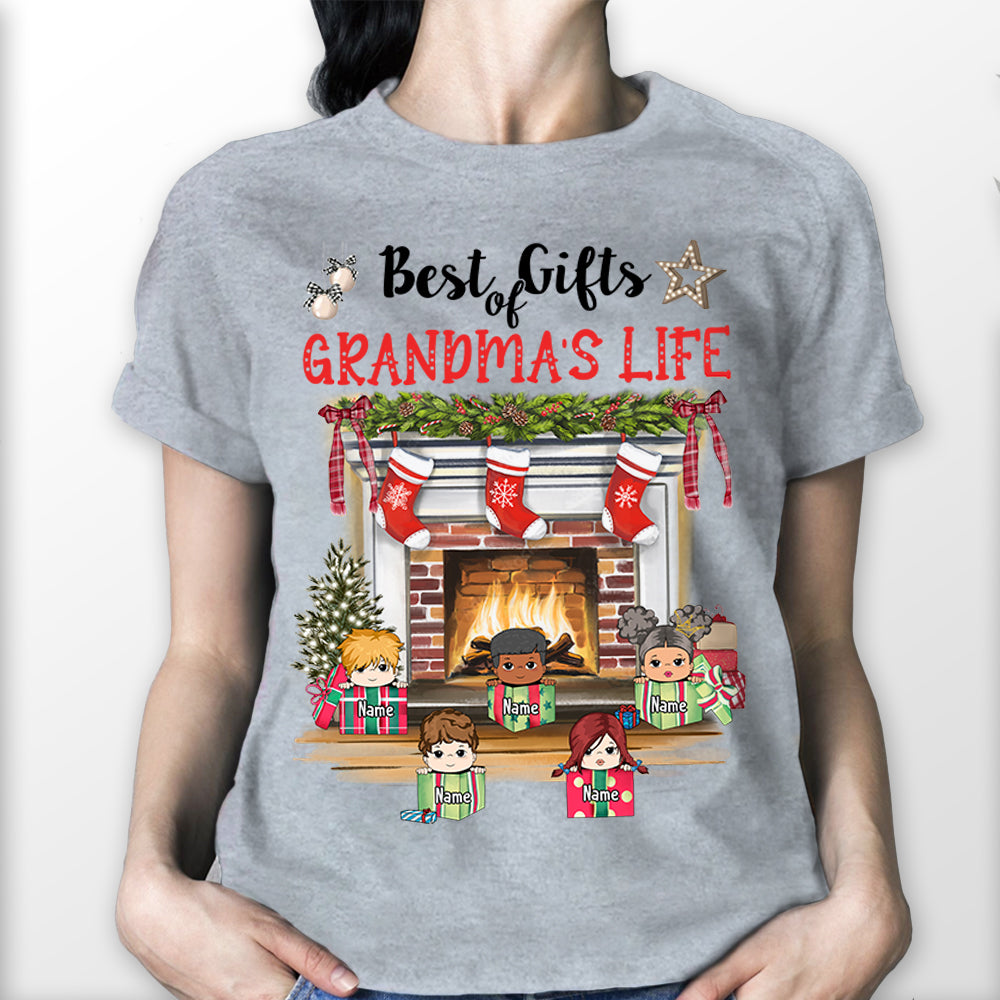 Best Gifts Of Grandma's Life Fireplace Christmas Personalized Shirt For Grandma