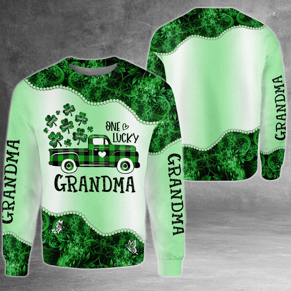 One Lucky Grandma St.Patrick's Day Personalized All Over Print Shirt For Grandma