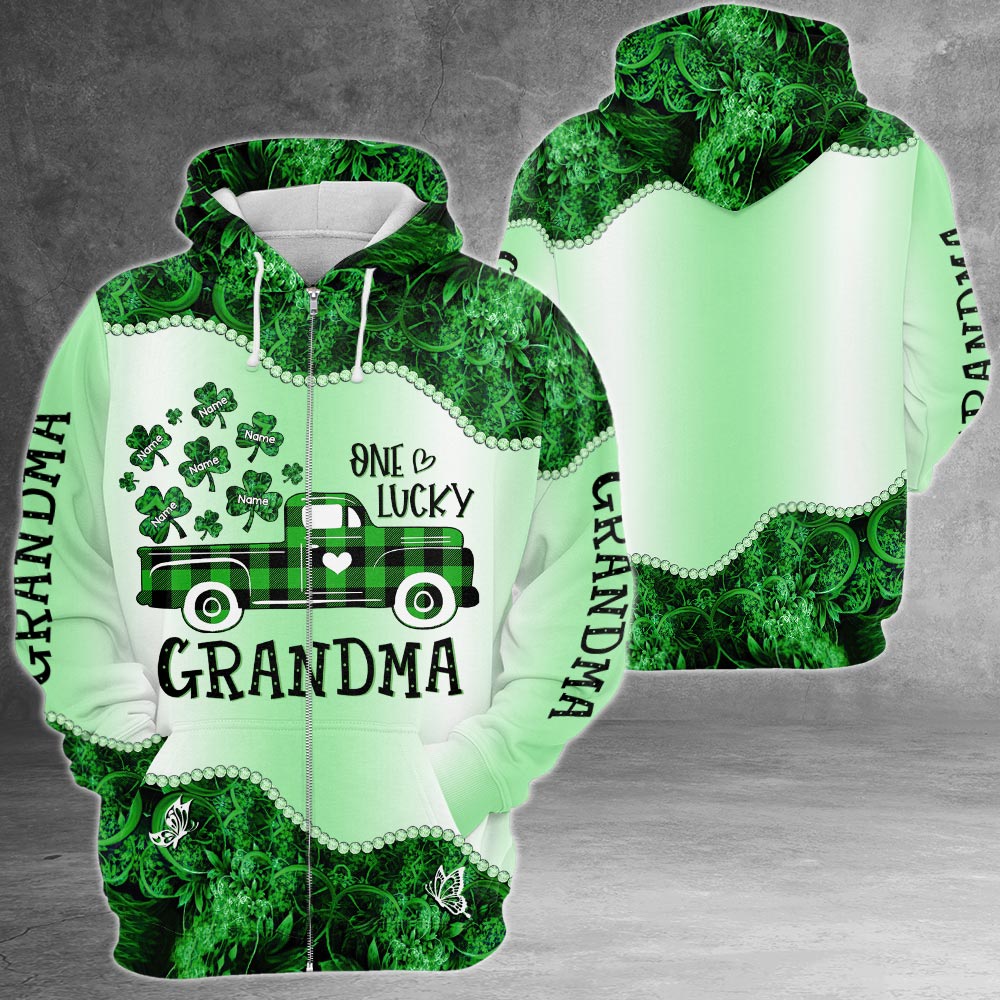 One Lucky Grandma St.Patrick's Day Personalized All Over Print Shirt For Grandma