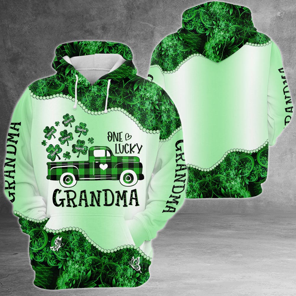 One Lucky Grandma St.Patrick's Day Personalized All Over Print Shirt For Grandma