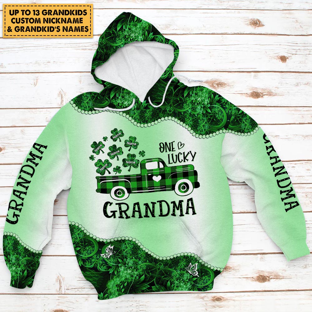 One Lucky Grandma St.Patrick's Day Personalized All Over Print Shirt For Grandma