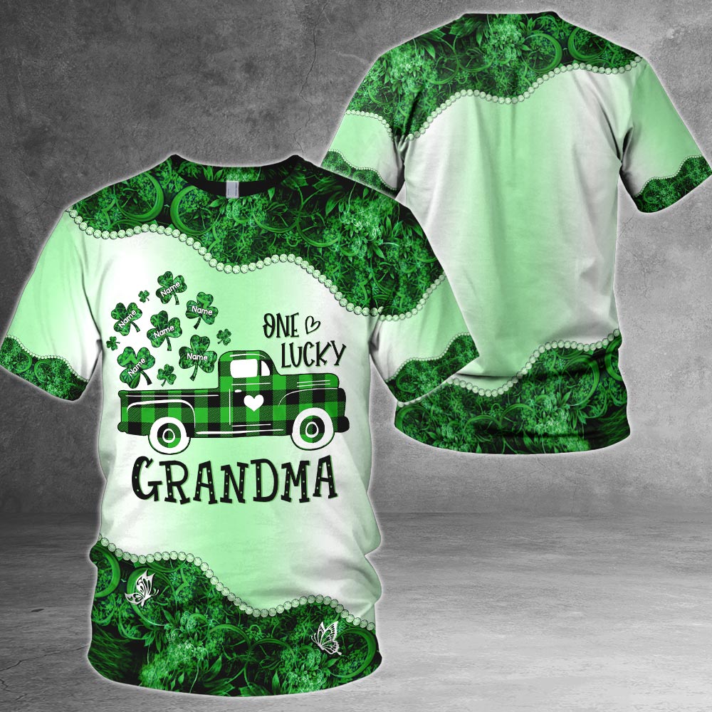 One Lucky Grandma St.Patrick's Day Personalized All Over Print Shirt For Grandma