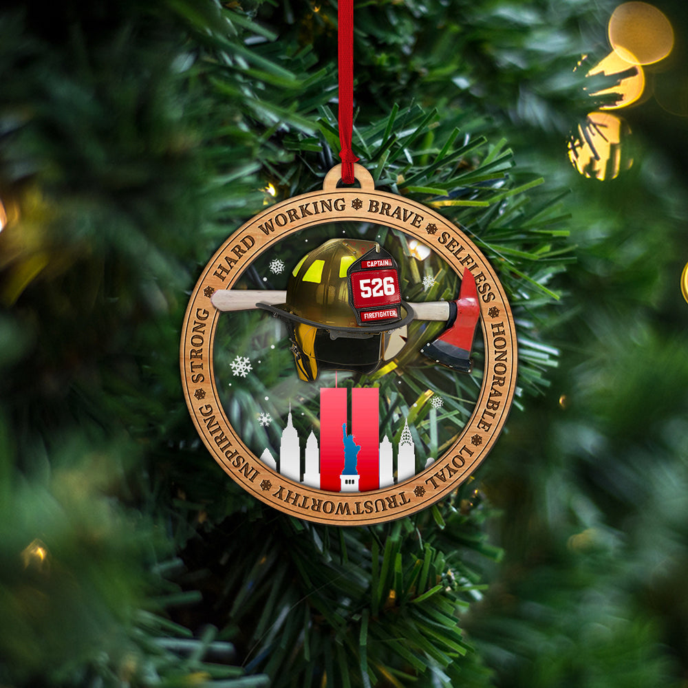 Firefighter's Helmet, Custom Cut Shaped Wood & Acrylic Ornament