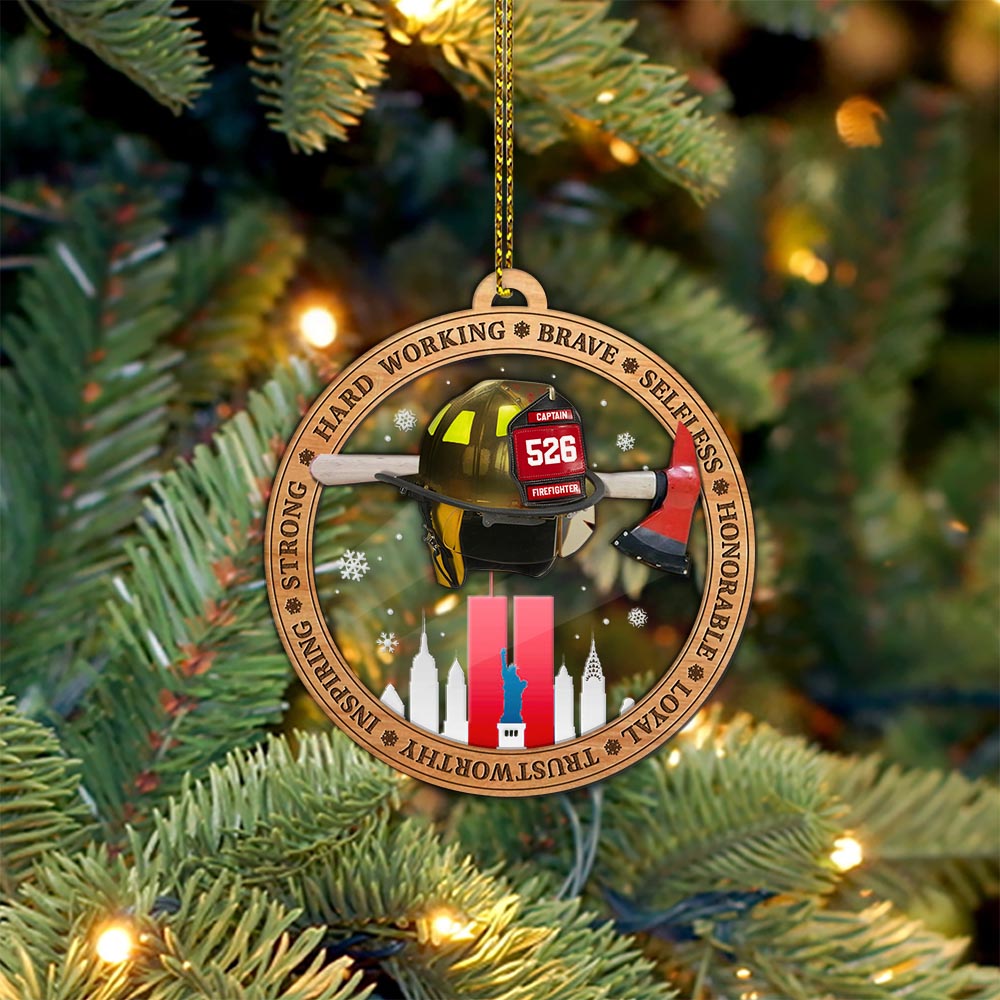 Firefighter's Helmet, Custom Cut Shaped Wood & Acrylic Ornament