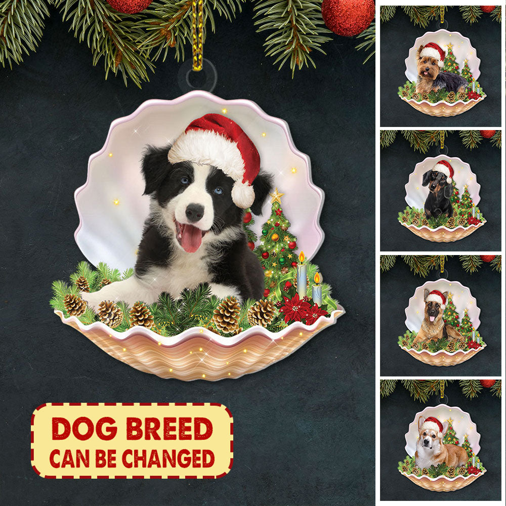 Border Collie 2 Pearl in Christmas Two Sided Ornament