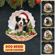 Border Collie 2 Pearl in Christmas Two Sided Ornament