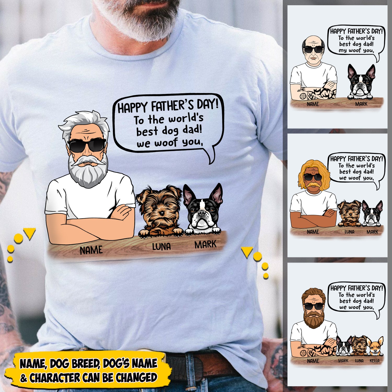 Personalized Dog Dad Shirts, Happy Father's Day, To The World's Best Dog Dad