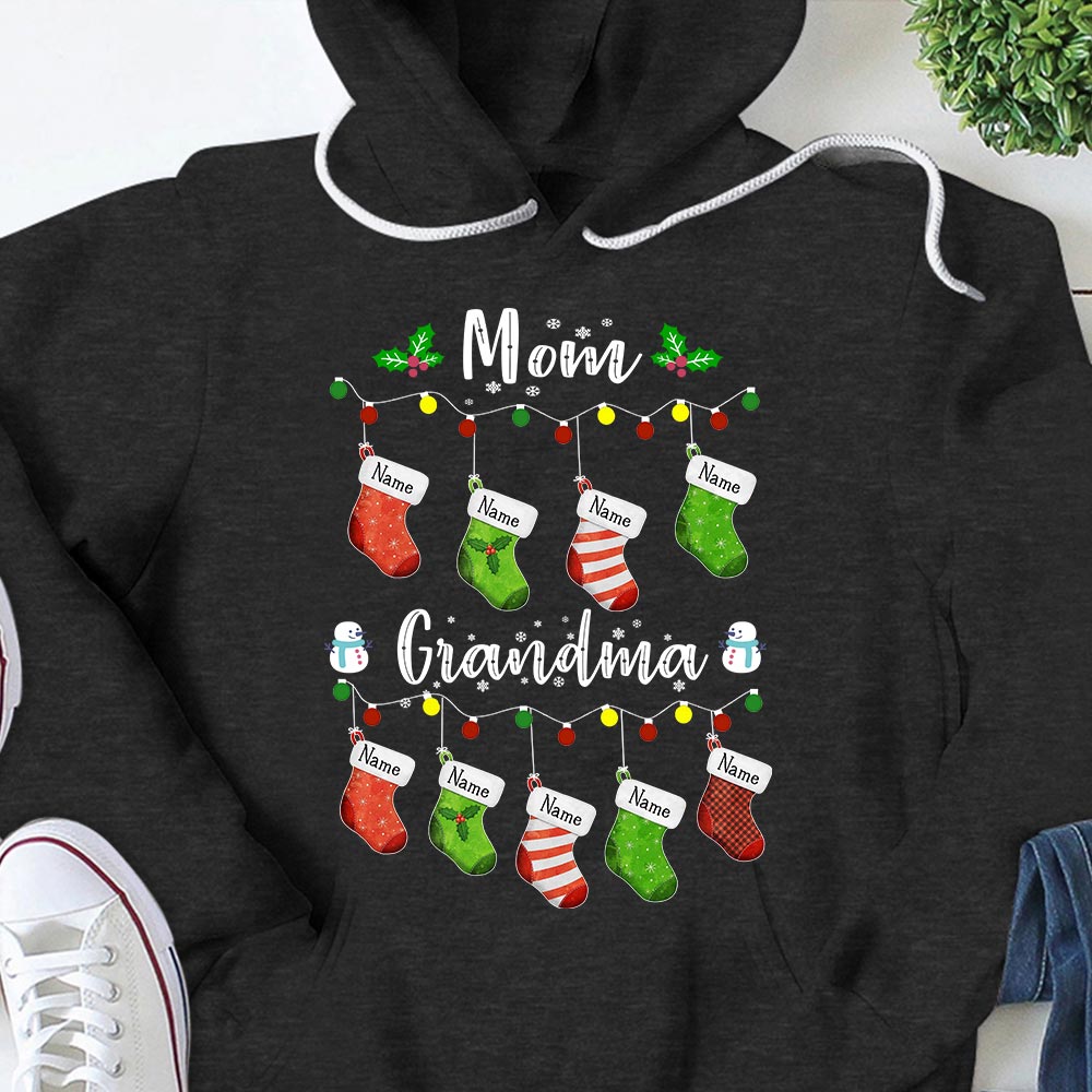 Mom To Grandma Christmas Socks Personalized Shirt For Grandma