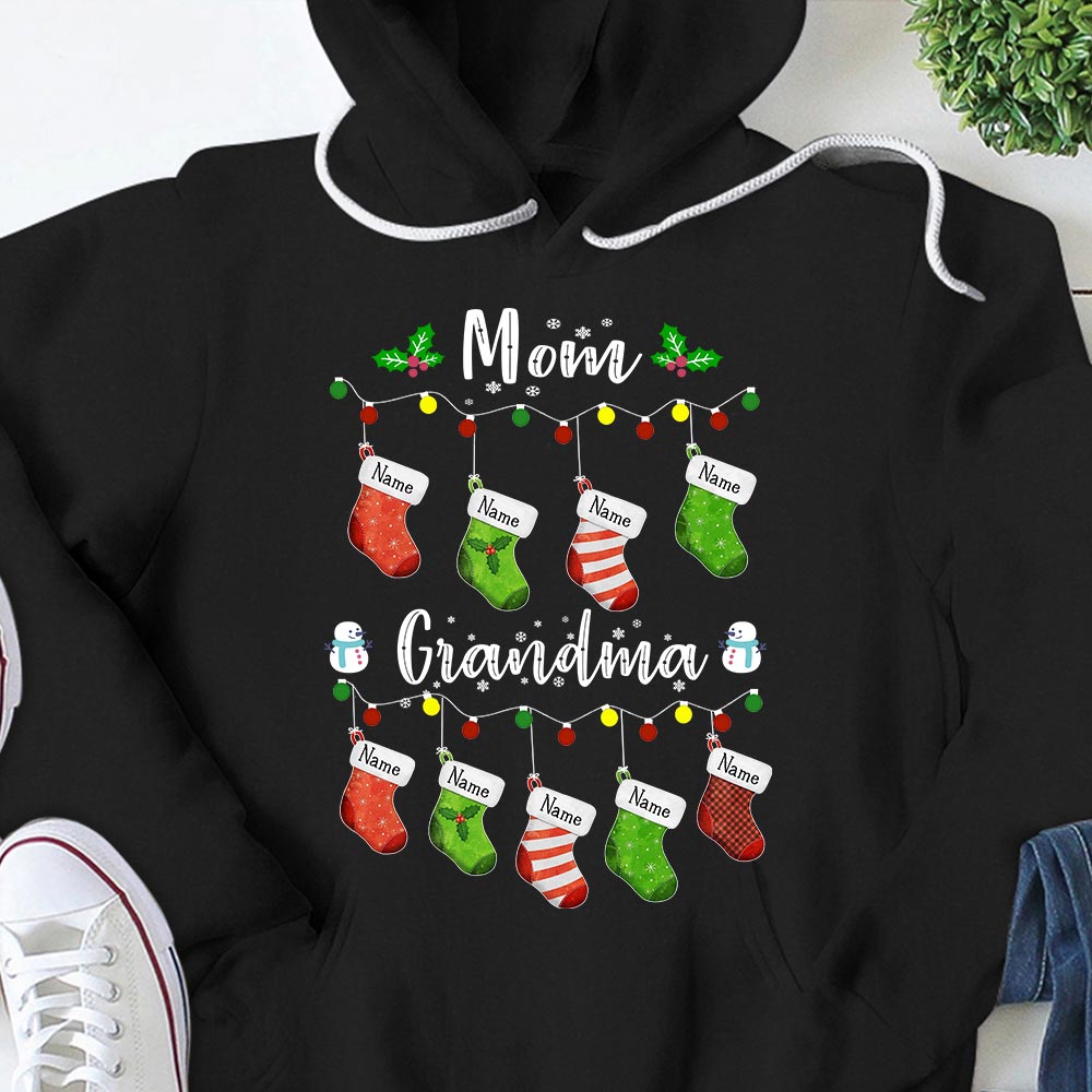 Mom To Grandma Christmas Socks Personalized Shirt For Grandma