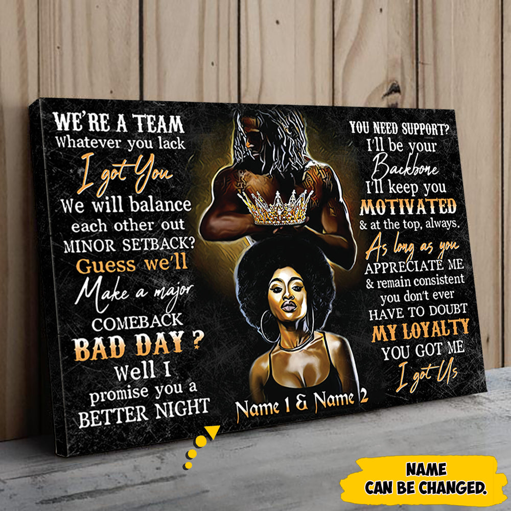 Custom We're A Team Poster & Canvas, Black People Perfect Gift For Couples, Name Can Be Changed