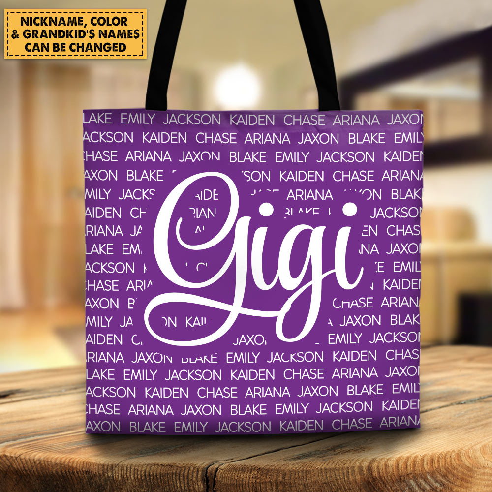 Grandma With Her Grandkids Personalized Tote Bag For Grandma