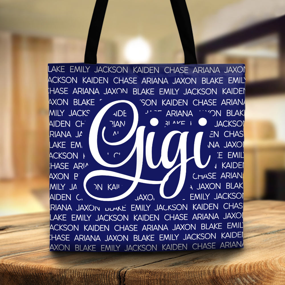 Grandma With Her Grandkids Personalized Tote Bag For Grandma