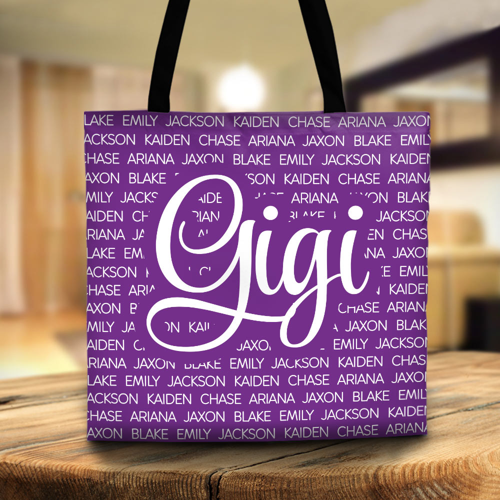 Grandma With Her Grandkids Personalized Tote Bag For Grandma