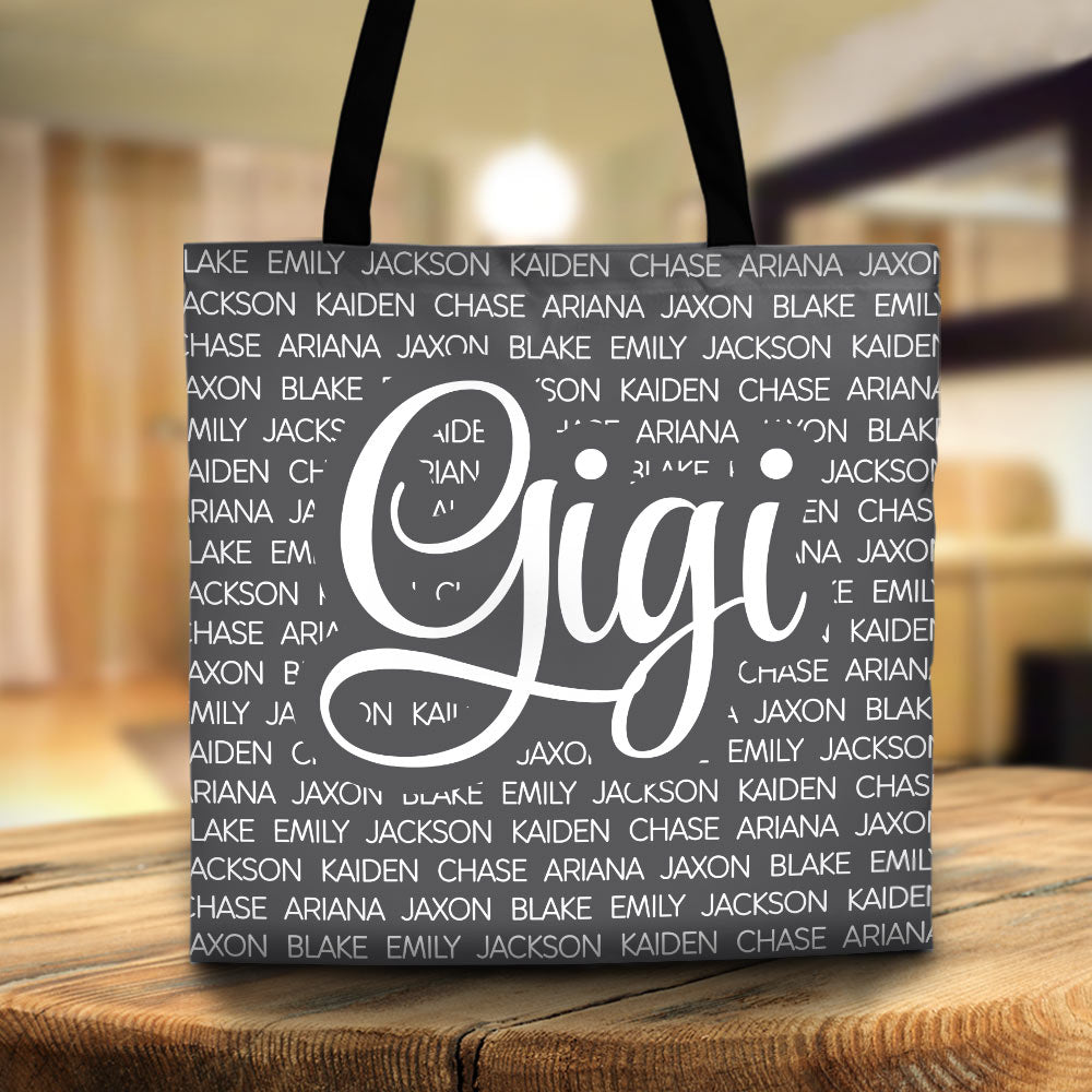 Grandma With Her Grandkids Personalized Tote Bag For Grandma