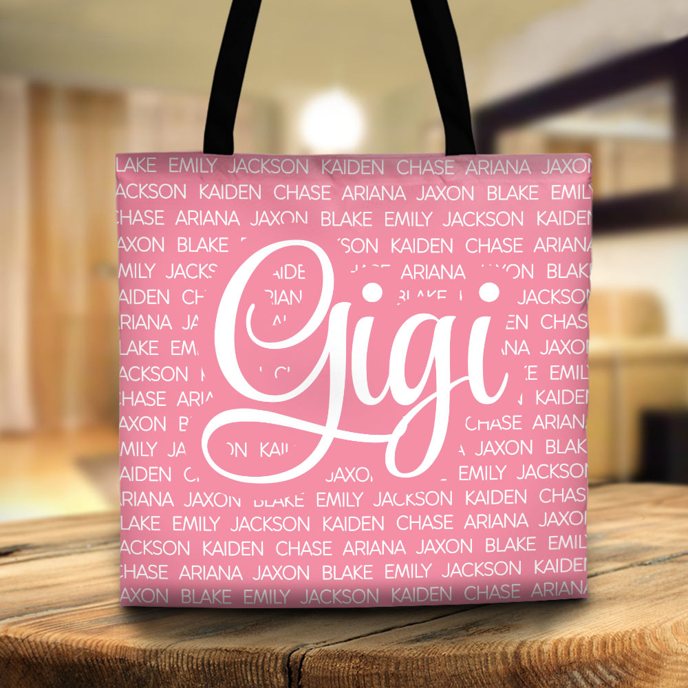 Grandma With Her Grandkids Personalized Tote Bag For Grandma