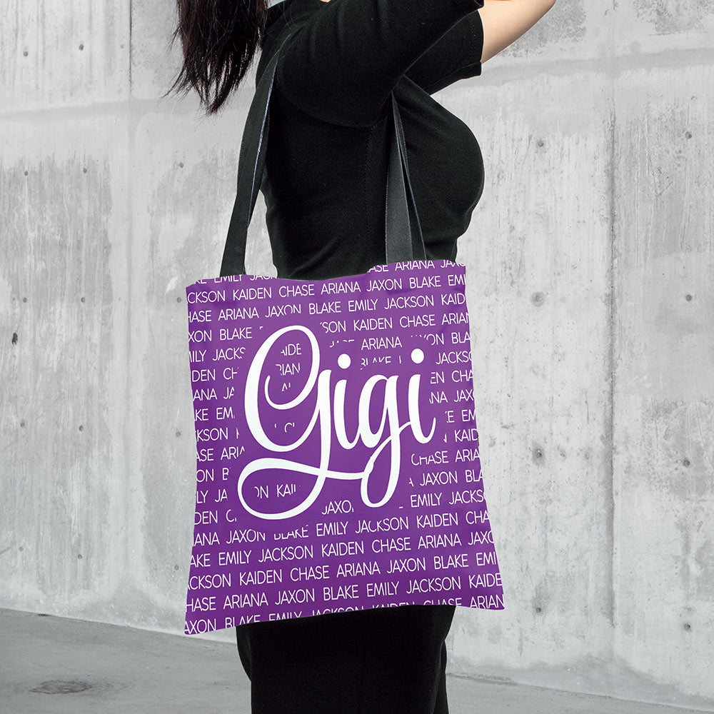 Grandma With Her Grandkids Personalized Tote Bag For Grandma