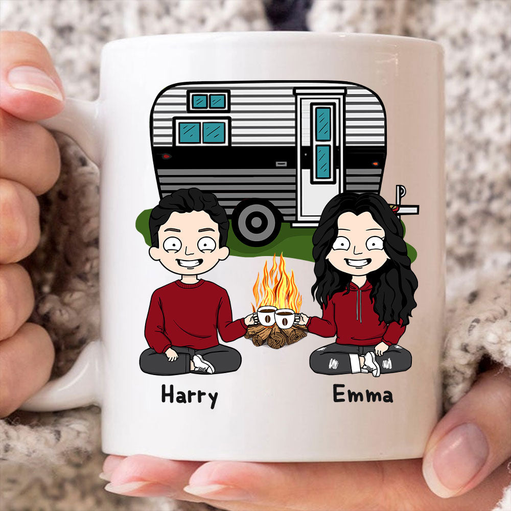 Personalized Mug For Couples, Camping Lovers, I Wish I Could Turn Back The Clock, Names, Caravans & Characters Can Be Changed