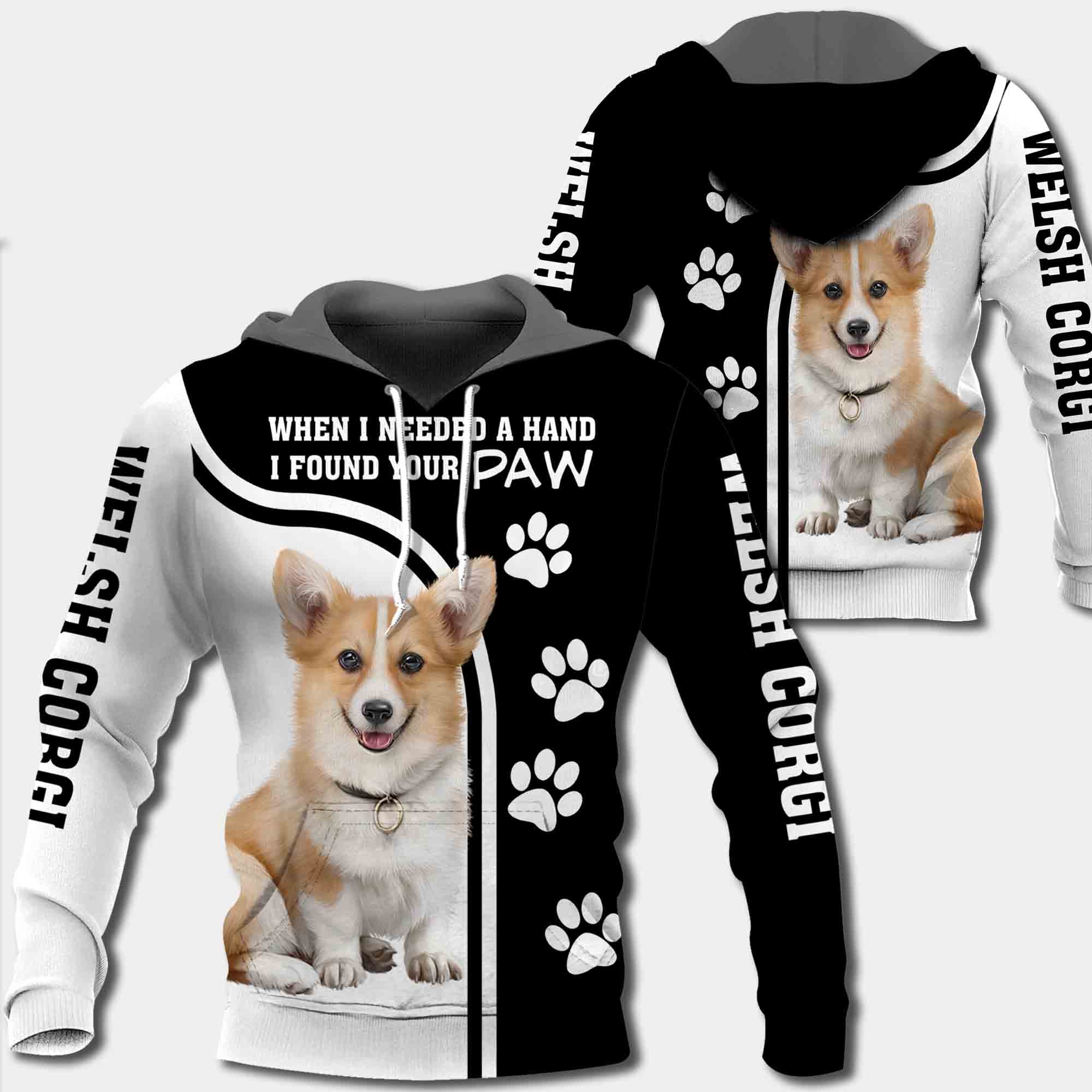 Welsh Corgi When I Needed A Hand I Found Your Paw All Over Print Shirt