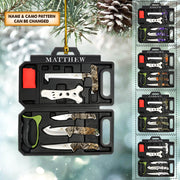 Ornament Field Dressing Kit Hunting Knife Set, Acrylic Ornament Printed Two Sides With The Same Design For Hunters, Name & Camo Patterns Can Be Changed Vr2