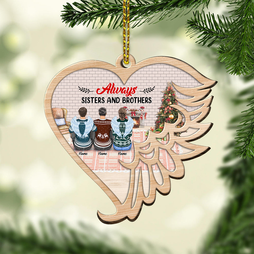 Always Sisters And Brother Personalized Aluminium Angle Wings Ornament TRNA