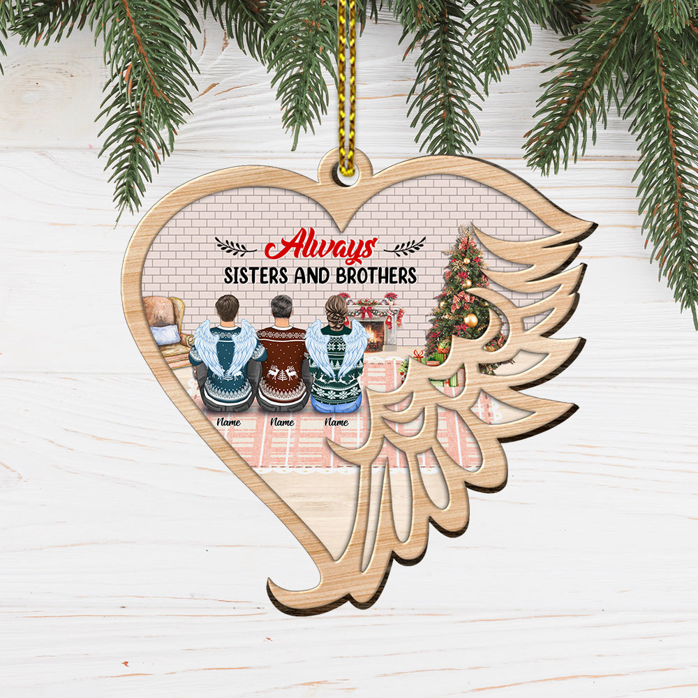 Always Sisters And Brother Personalized Aluminium Angle Wings Ornament TRNA