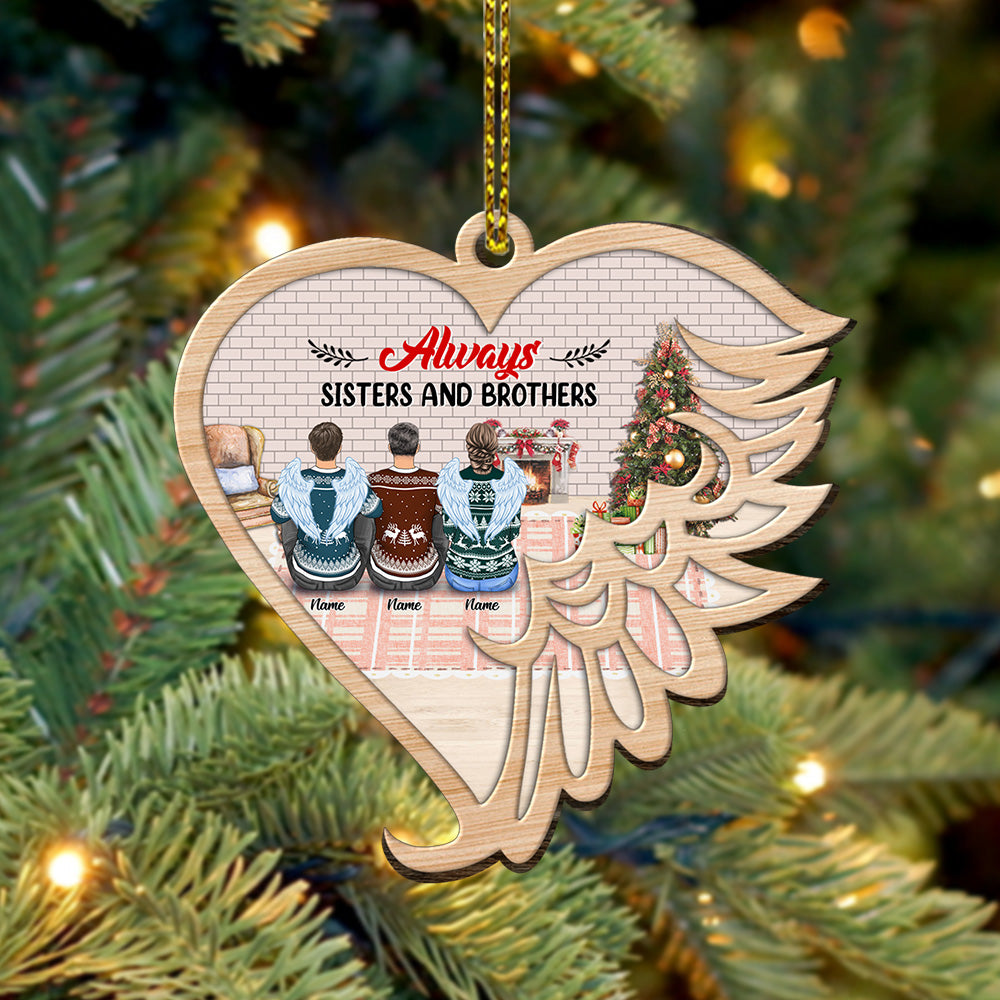 Always Sisters And Brother Personalized Aluminium Angle Wings Ornament TRNA