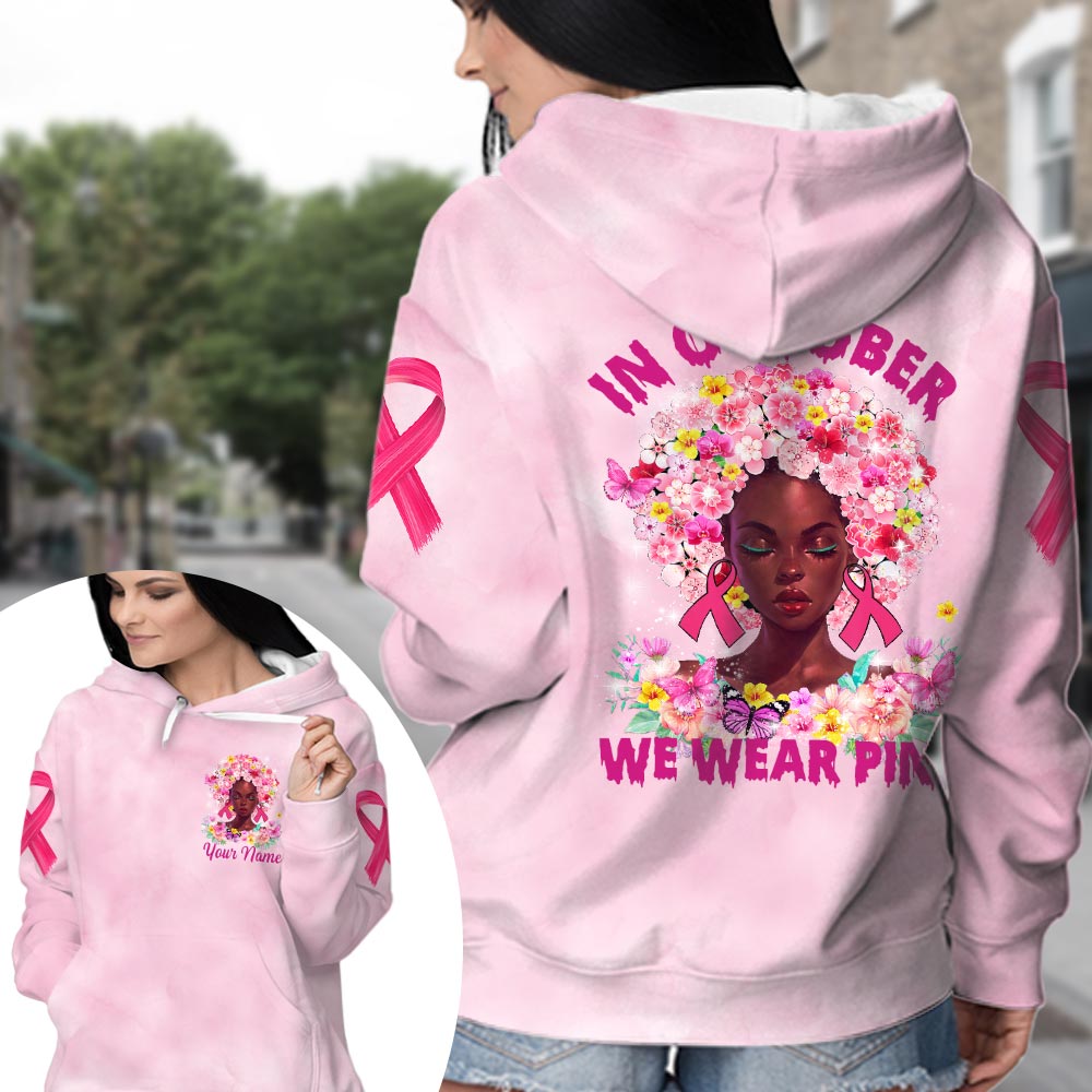 In October We Wear Pink, All Over Print Shirts For Black People Helping Raise Awareness Of Breast Cancer, Black Queen