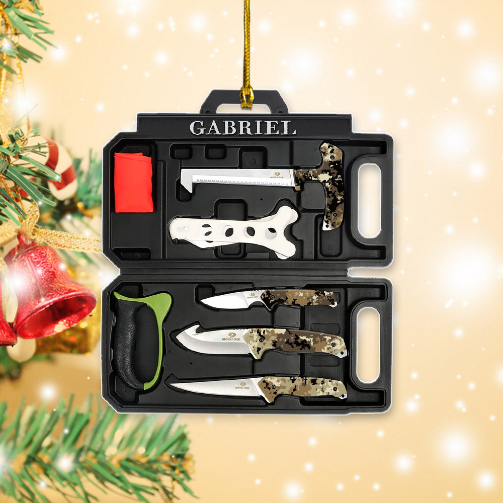 Ornament Field Dressing Kit Hunting Knife Set, Acrylic Ornament Printed Two Sides With The Same Design For Hunters, Name & Camo Patterns Can Be Changed Vr2