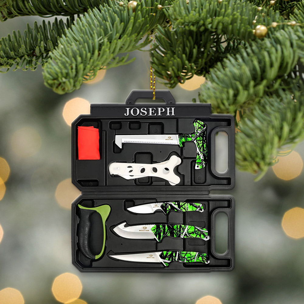 Ornament Field Dressing Kit Hunting Knife Set, Acrylic Ornament Printed Two Sides With The Same Design For Hunters, Name & Camo Patterns Can Be Changed Vr2