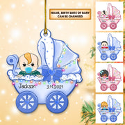Baby Carriage Personalized One Side Acrylic Ornament For Baby From Family Member, Made By Acrylic , Made By Acrylic And One Side Print
