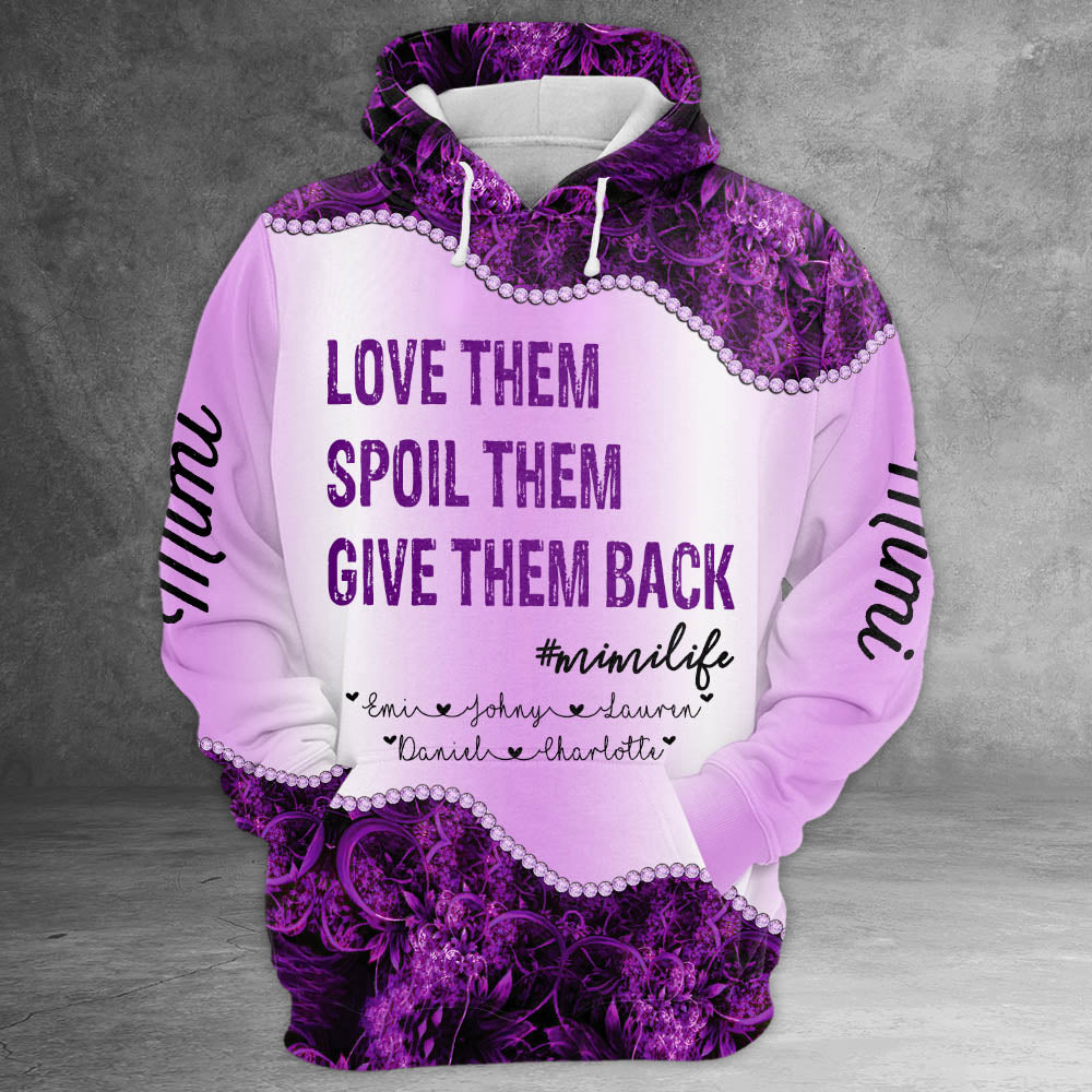 Personalized Nickname Grandma And Grandkid's Names All Over Print Shirts Love Them Spoil Them Give Them Back All Over Print Shirts For Grandma