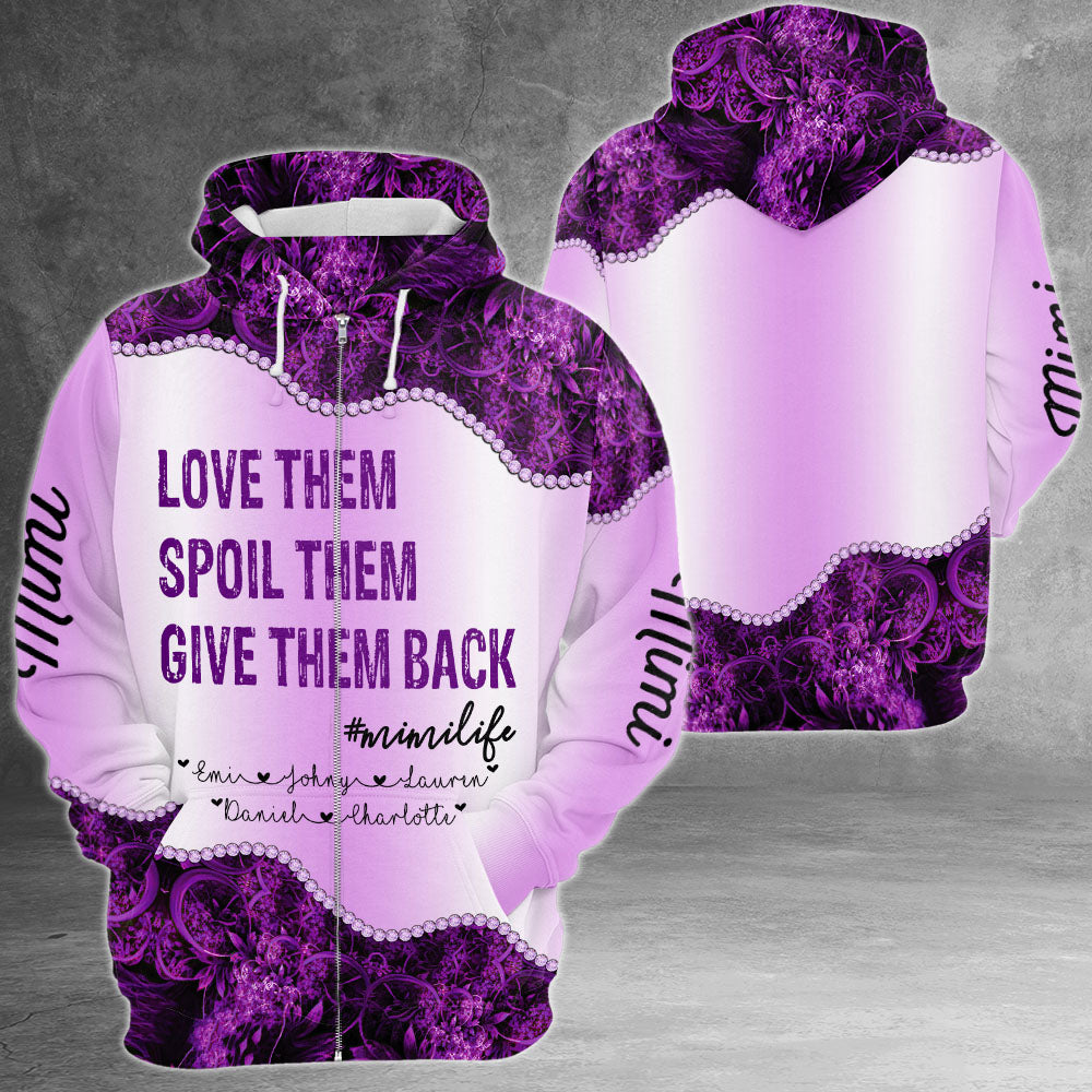 Personalized Nickname Grandma And Grandkid's Names All Over Print Shirts Love Them Spoil Them Give Them Back All Over Print Shirts For Grandma