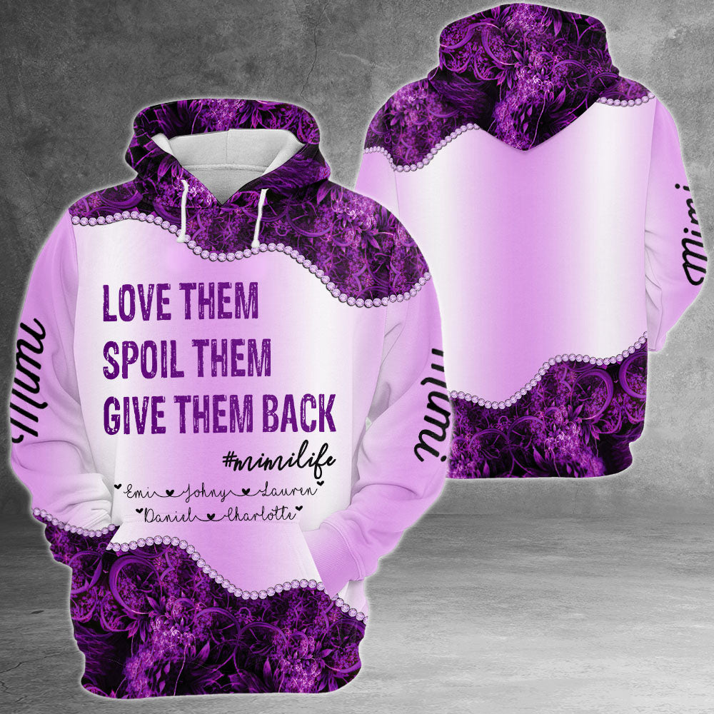 Personalized Nickname Grandma And Grandkid's Names All Over Print Shirts Love Them Spoil Them Give Them Back All Over Print Shirts For Grandma