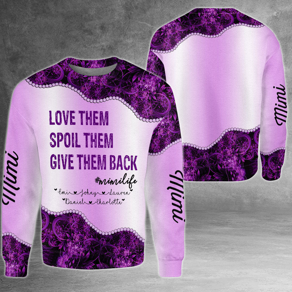 Personalized Nickname Grandma And Grandkid's Names All Over Print Shirts Love Them Spoil Them Give Them Back All Over Print Shirts For Grandma