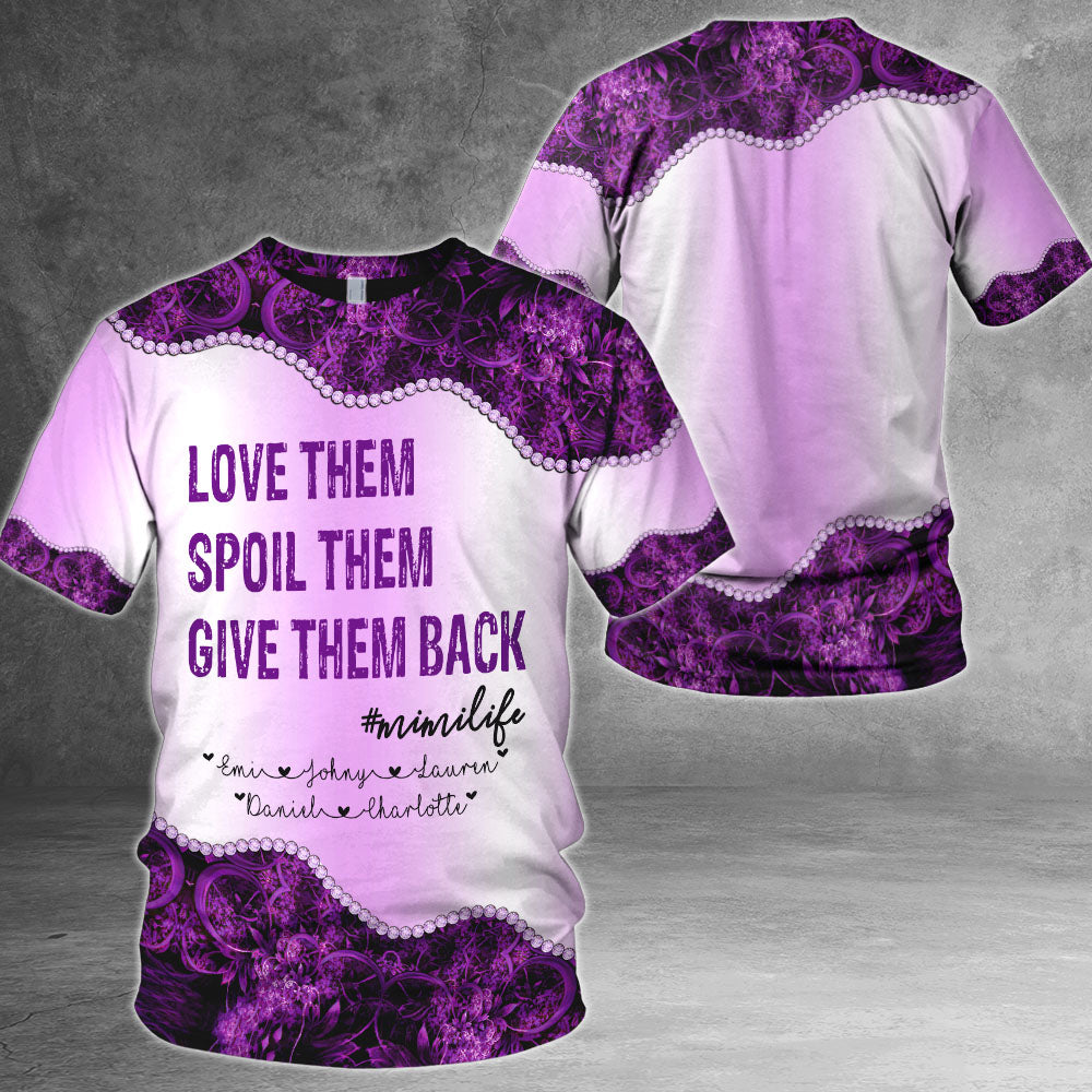 Personalized Nickname Grandma And Grandkid's Names All Over Print Shirts Love Them Spoil Them Give Them Back All Over Print Shirts For Grandma