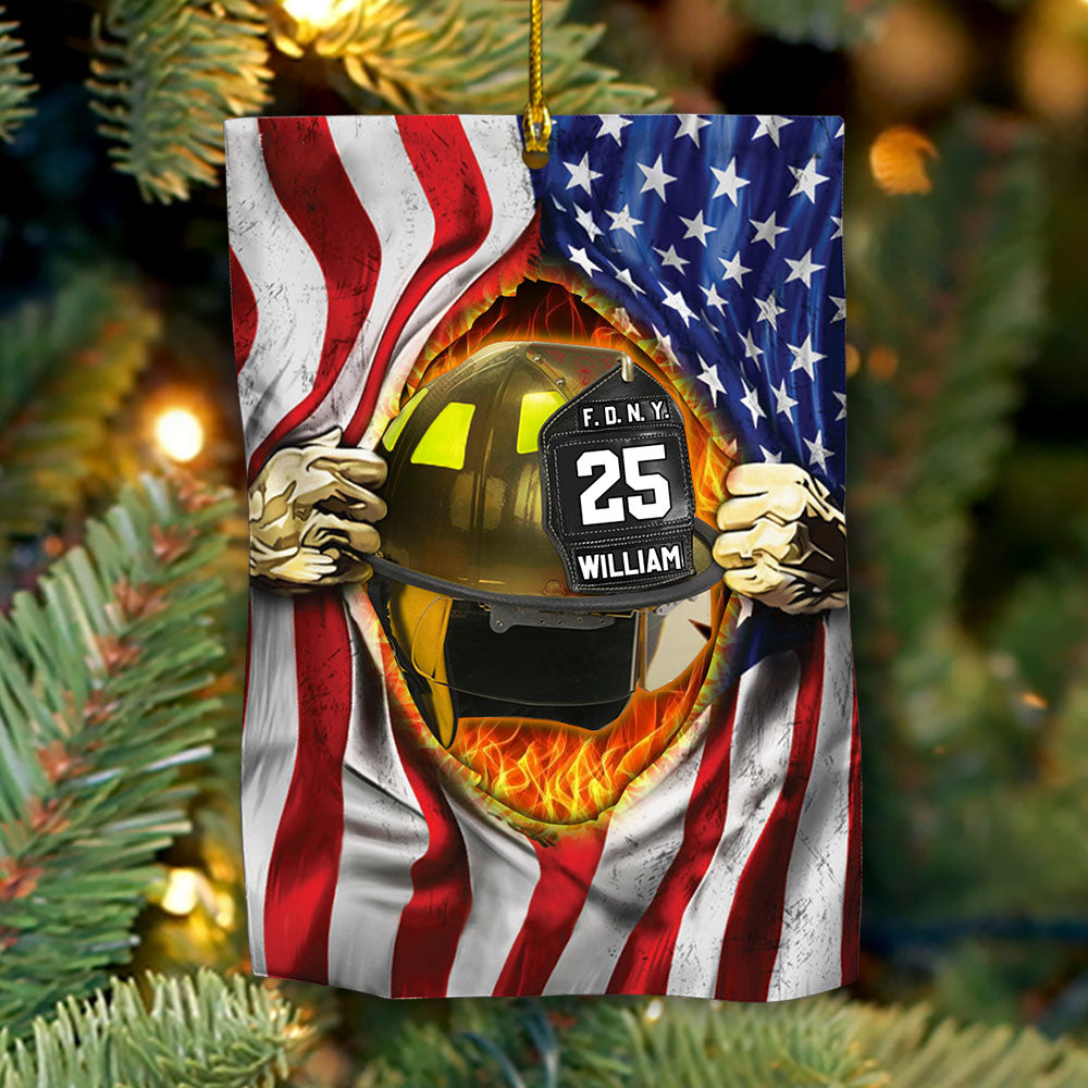 Flag Firefighter's Helmet, Custom Cut Shaped Acrylic Ornament Two Sides Print Made By Acrylic And The 2 Sides Are The Same
