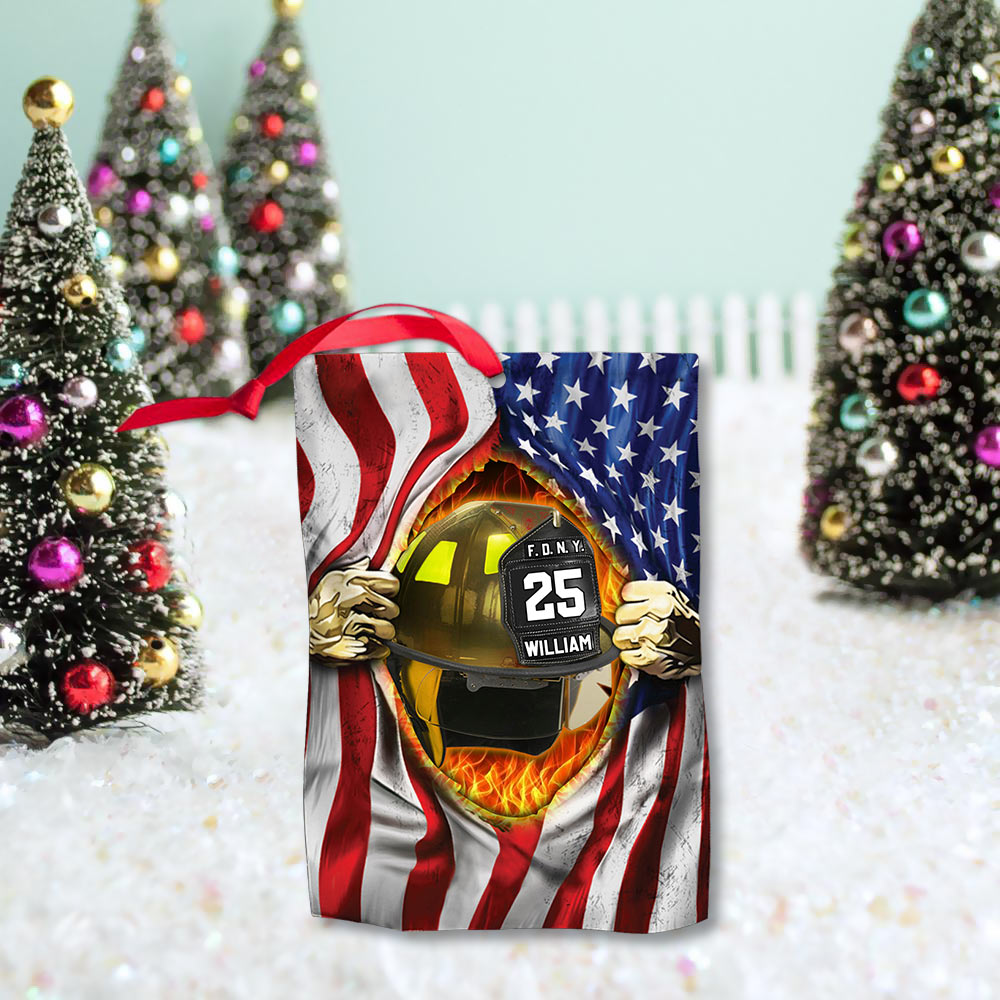 Flag Firefighter's Helmet, Custom Cut Shaped Acrylic Ornament Two Sides Print Made By Acrylic And The 2 Sides Are The Same