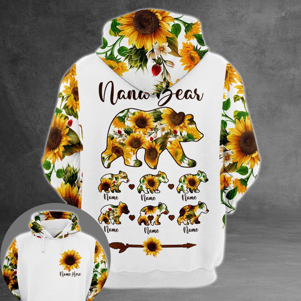 Personalized Grandma Bear Sunflower Pattern All Over Print Shirts For Grandma Nana Gigi Mimi Grandmother