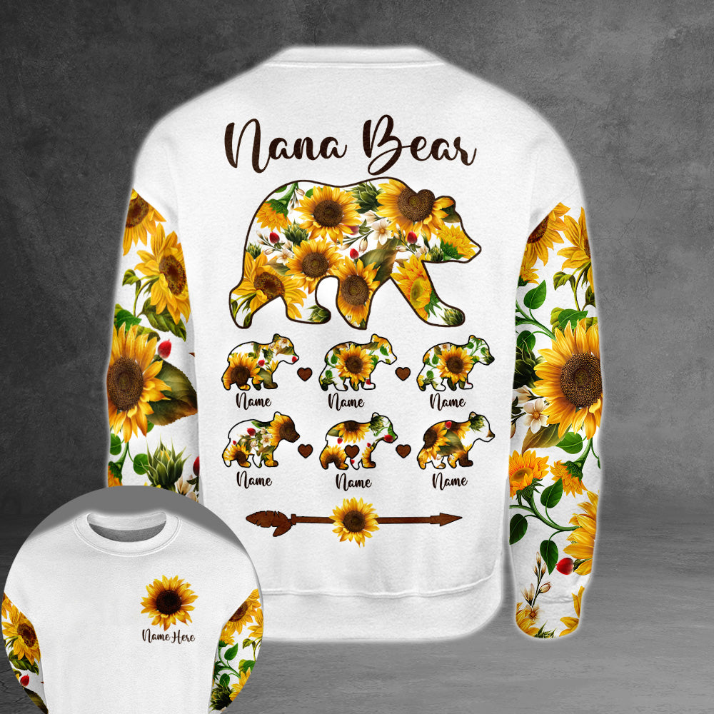 Personalized Grandma Bear Sunflower Pattern All Over Print Shirts For Grandma Nana Gigi Mimi Grandmother