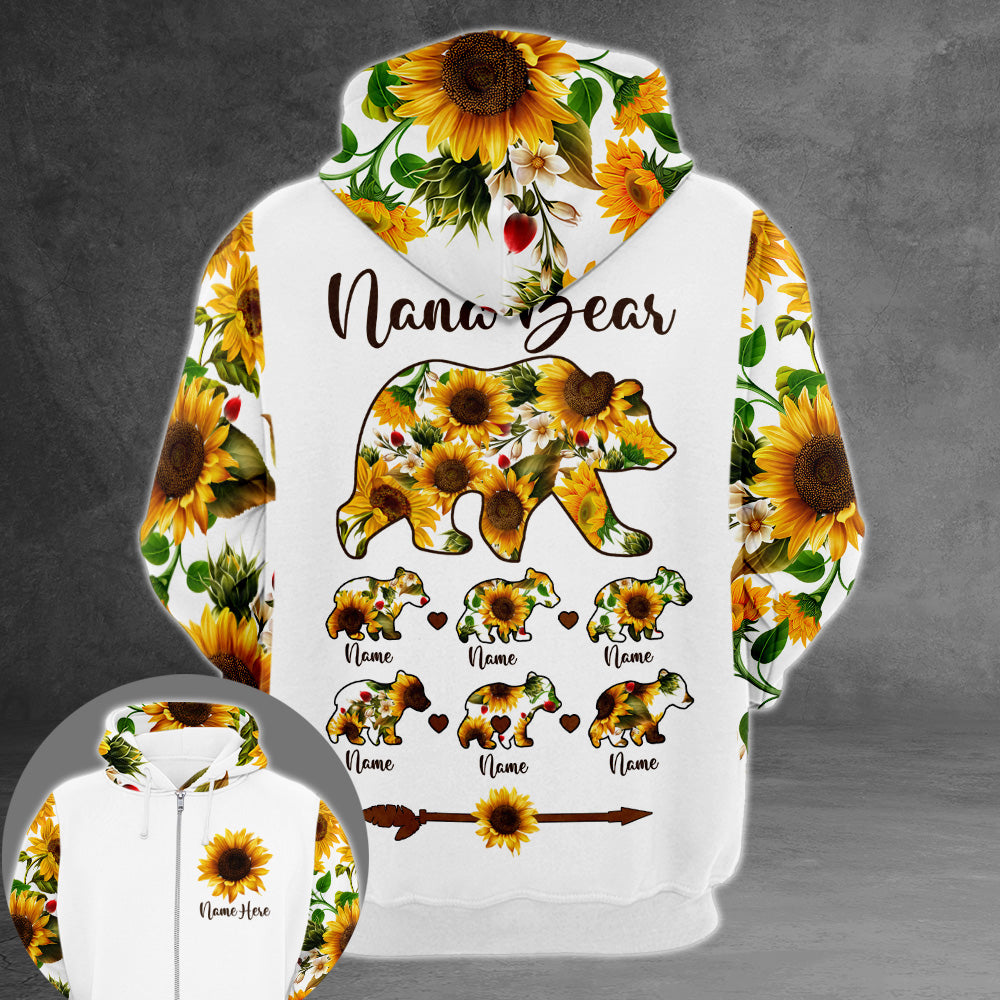 Personalized Grandma Bear Sunflower Pattern All Over Print Shirts For Grandma Nana Gigi Mimi Grandmother