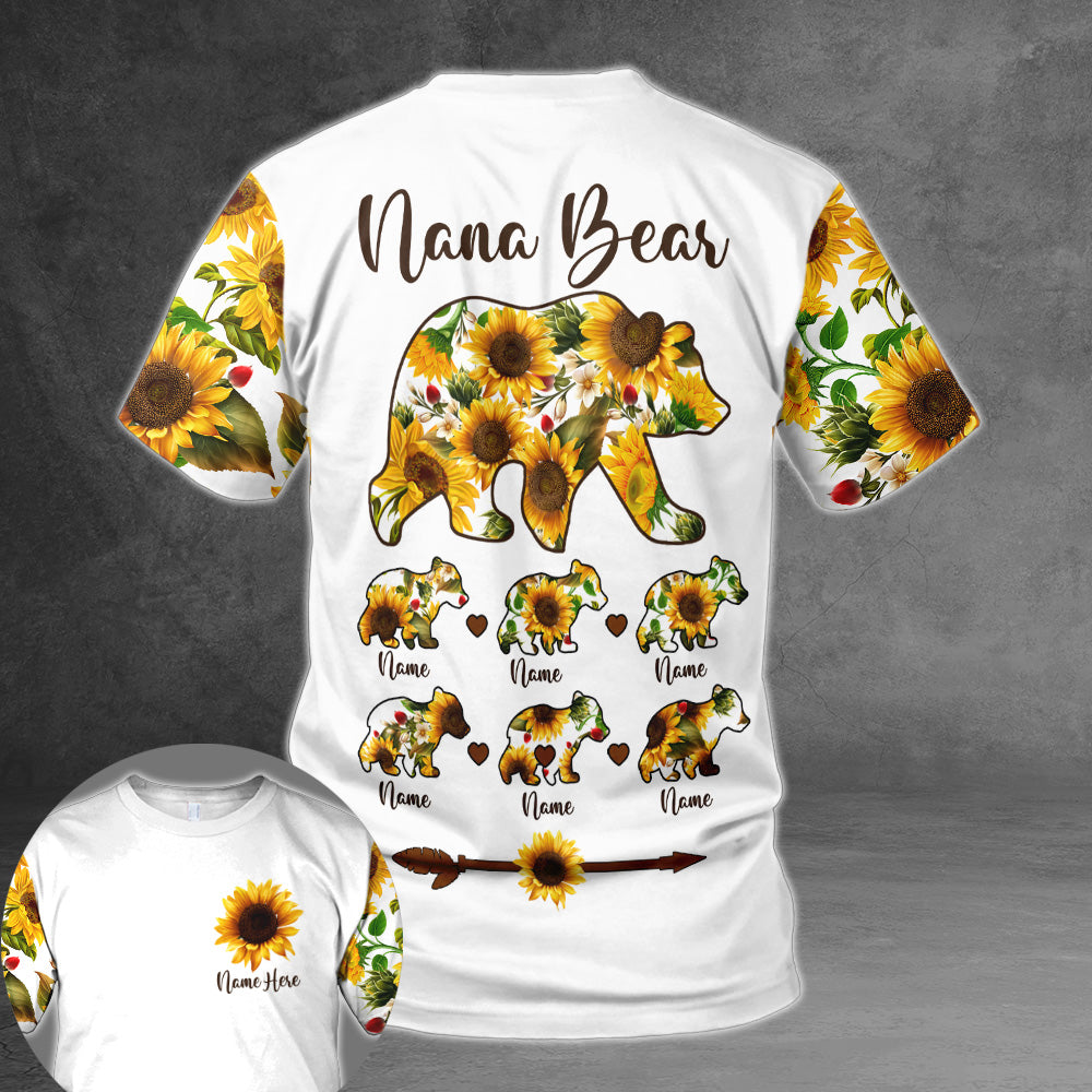 Personalized Grandma Bear Sunflower Pattern All Over Print Shirts For Grandma Nana Gigi Mimi Grandmother