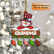 Grandma Snowman With Little Stockings Christmas Personalized 1 Side Acrylic Ornament, HN98