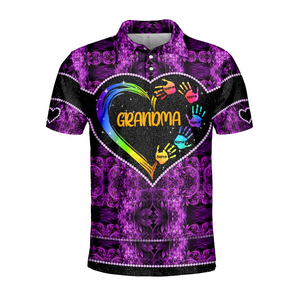 Grandma Heart And Grandkids Hands Personalized All Over Print Shirt, 3D Shirt For Grandma
