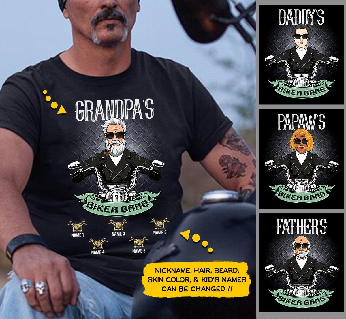 Grandpa's Biker Gang Personalized Shirts Vr3