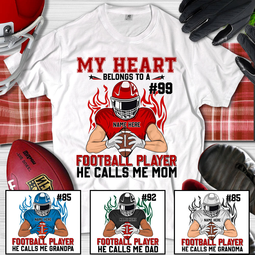 My Heart Belongs To A Football Player Personalized Shirts